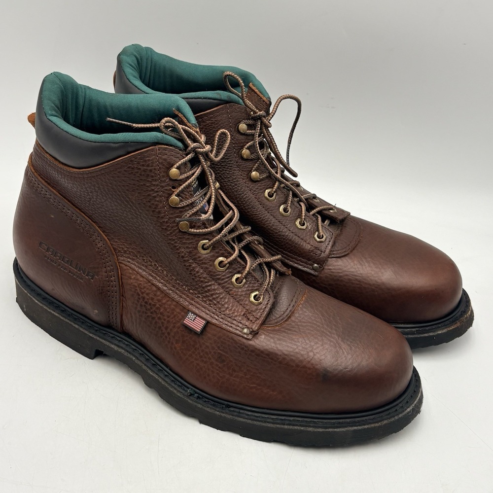 Carolina 1309 USA Leather Sarge Work Boots Men's 16 4E Brown Steel Toe
